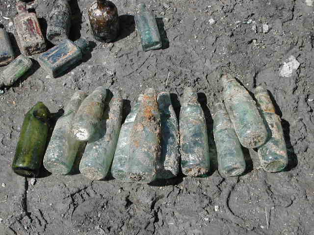 Some of the codds found with the machine (necked green Murphy on the left)