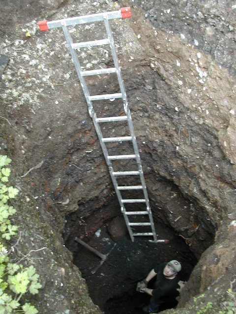 Looking down into the pit
