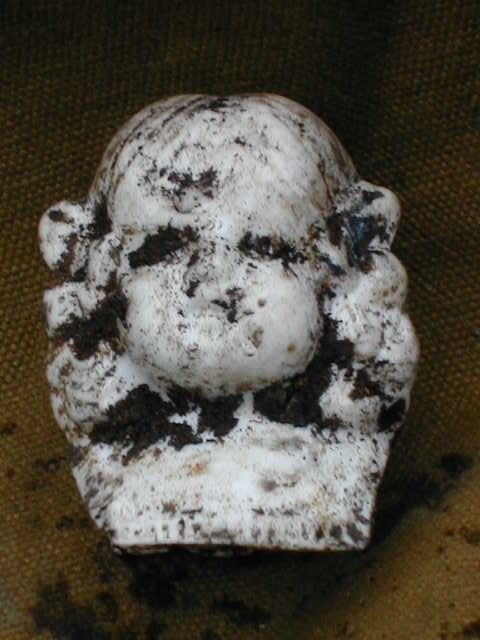 A close-up of the doll's head