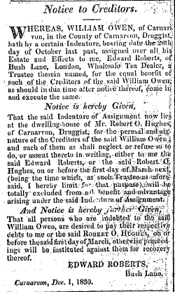 North Wales Chronicle, 02/12/1830